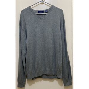 Enro Sweater Men's Medium Gray Cotton Blend Pullover V-Neck Casual Grandpacore‎